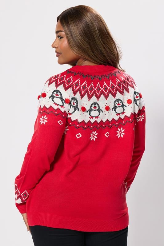 Red Novelty Penguin Fairisle Knitted Jumper